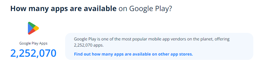 75+ Mobile App Usage Statistics to Plan Successful App Development 7 No. of Android apps on Google Play