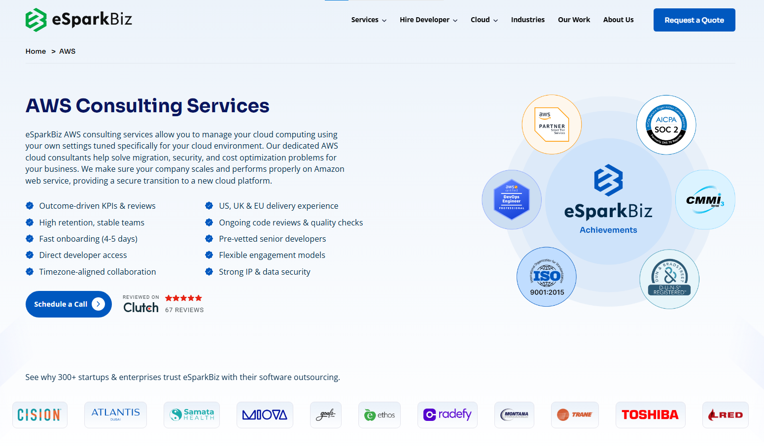 eSparkBiz Recognized as Top AWS Partner in India by Clutch Leaders Matrix 3 AWS Consulting Services