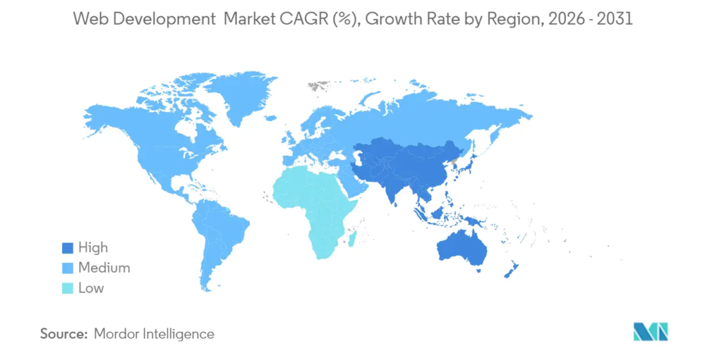 80+ Web Development Statistics: Key Trends & Data Points for 2026 2 Web Development Market Growth Rate by Region
